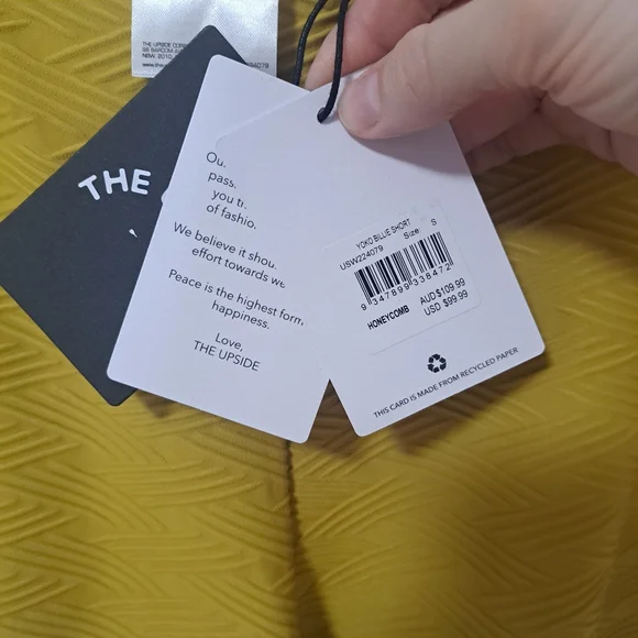 The Upside Yoko Billie Short Mustard Small NWT